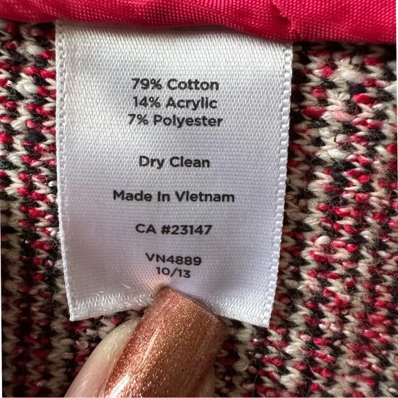 Talbots Long Sleeve Red Tweed Open Front Blazer Size Womens Size 12P - Picture 7 of 9